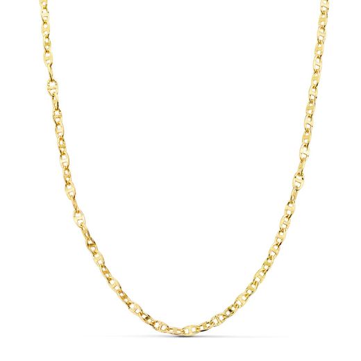 18K Cadena Oro Amarillo Ancla Hueca Largo 50Cm Ancho 2.5 Mm
