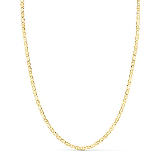 18K Cadena Oro Amarillo Ancla Hueca Tallada Largo 45Cm Ancho 2 Mm