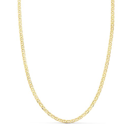 18K Cadena Oro Amarillo Ancla Plana Hueca Largo 45Cm Ancho 2 Mm