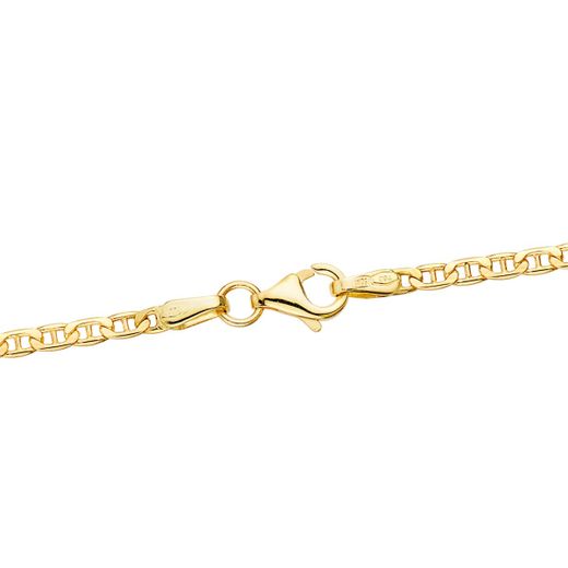 18K Cadena Oro Amarillo Ancla Plana Hueca Largo 50Cm Ancho 2 Mm