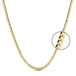 18K Cadena Oro Amarillo Barbada 50Cm Hueca 3.5 Mm