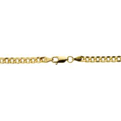 18K Cadena Oro Amarillo Barbada 50Cm Hueca 3.5 Mm