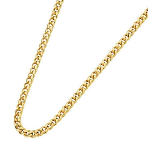 18K Cadena Oro Amarillo Barbada Hueca 2,5 Mm 50Cm