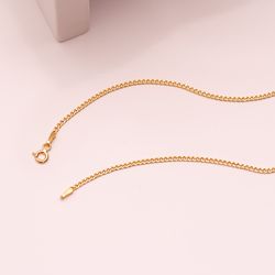 18K Cadena Oro Amarillo Barbada Hueca 45Cm Ancho 1.5 Mm