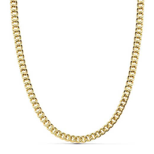 18K Cadena Oro Amarillo Barbada Hueca 50Cm 5.5 Mm