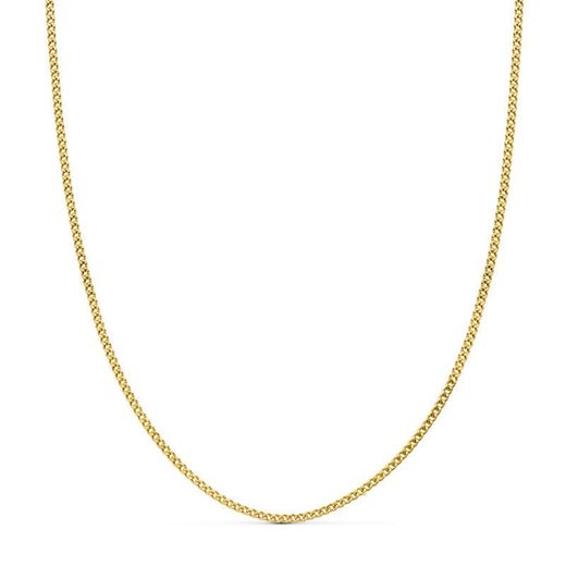 18K Cadena Oro Amarillo Barbada Hueca 50Cm Ancho 1.5 Mm