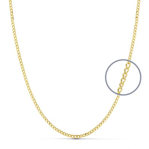 18K Cadena Oro Amarillo Barbada Hueca Ancho 1 Mm Longitud 40Cm