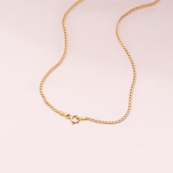 18K Cadena Oro Amarillo Barbada Hueca Ancho 1 Mm Longitud 40Cm