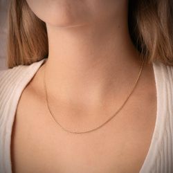 18K Cadena Oro Amarillo Barbada Hueca Ancho 1 Mm Longitud 45Cm