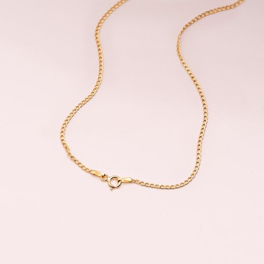 18K Cadena Oro Amarillo Barbada Hueca Ancho 1 Mm Longitud 45Cm