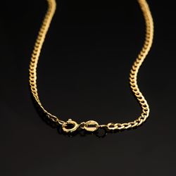 18K Cadena Oro Amarillo Barbada Hueca Ancho: 2,5Mm Largo: 60Cm