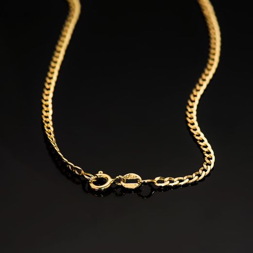 18K Cadena Oro Amarillo Barbada Hueca Ancho: 2,5Mm Largo: 60Cm