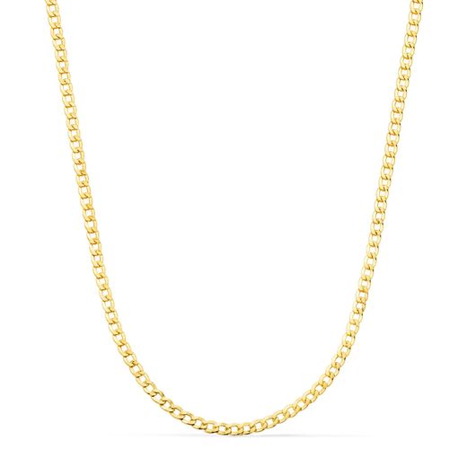 18K Cadena Oro Amarillo Barbada Hueca Ancho: 2,5Mm Largo: 60Cm