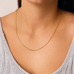 18K Cadena Oro Amarillo Barbada Hueca Ancho: 2Mm Largo: 50Cm