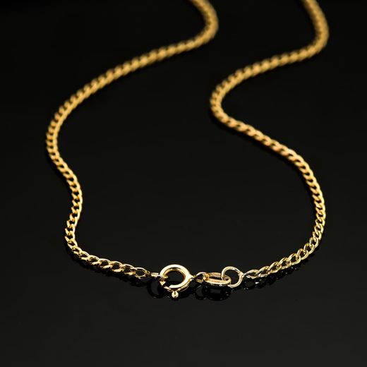 18K Cadena Oro Amarillo Barbada Hueca Ancho: 2Mm Largo: 60Cm
