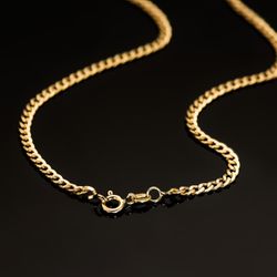 18K Cadena Oro Amarillo Barbada Hueca Ancho: 3,2Mm Largo: 60Cm