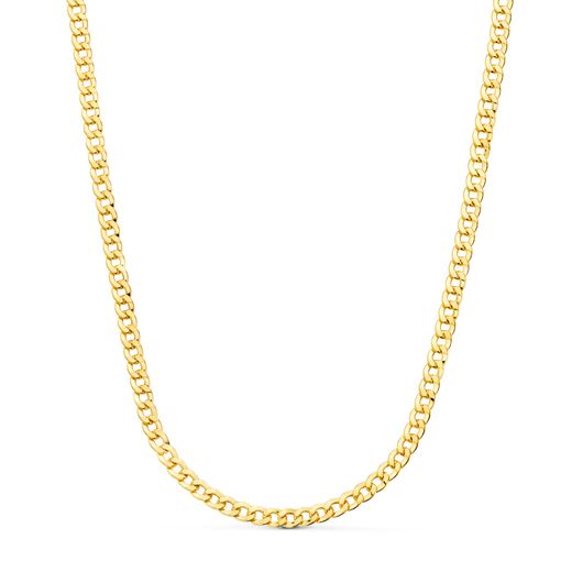 18K Cadena Oro Amarillo Barbada Hueca Largo 60Cm Ancho 4.7Mm