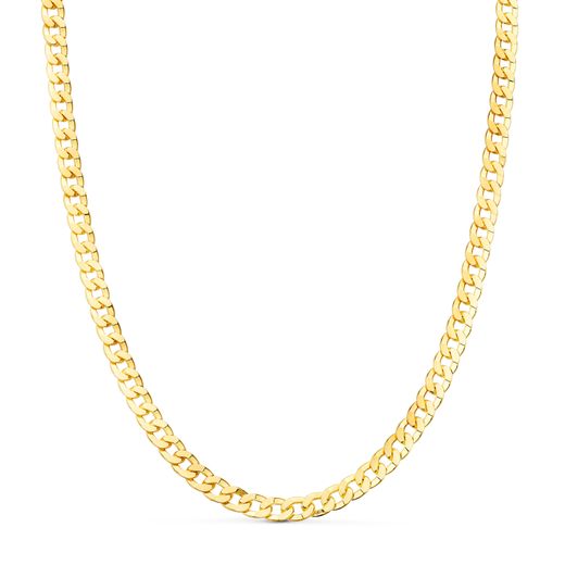 18K Cadena Oro Amarillo Barbada Hueca Largo 60Cm Ancho 5.3 Mm