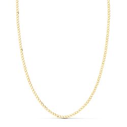 18K Cadena Oro Amarillo Barbada Maciza Largo 50Cm Ancho 1.5 Mm