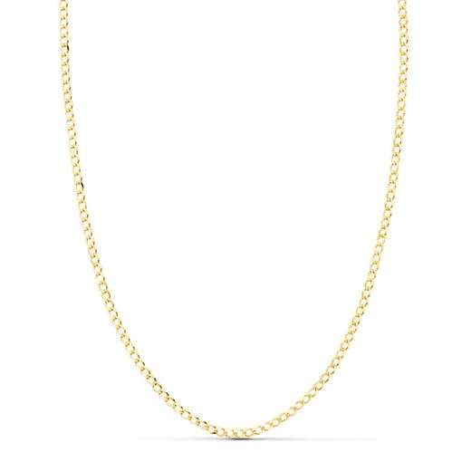 18K Cadena Oro Amarillo Barbada Maciza Largo 60Cm Ancho 1.5 Mm