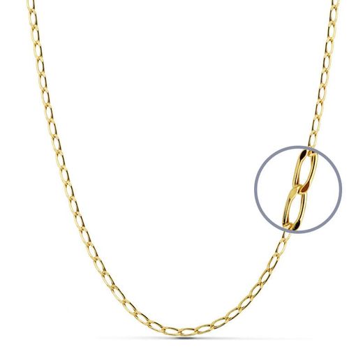 18K Cadena Oro Amarillo Bilbao 50Cm Hueca 2 Mm