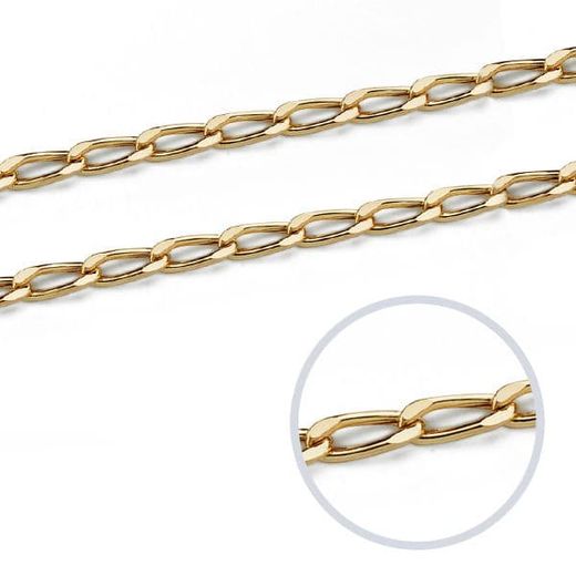 18K Cadena Oro Amarillo Bilbao Hueca 45Cm Ancho 2.5 Mm