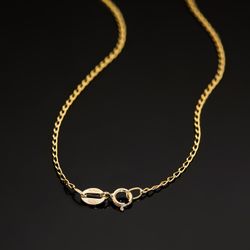 18K Cadena Oro Amarillo Bilbao Maciza Ancho: 1Mm Largo: 45Cm