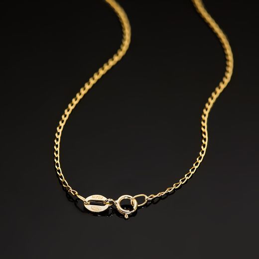 18K Cadena Oro Amarillo Bilbao Maciza Ancho: 1Mm Largo: 45Cm