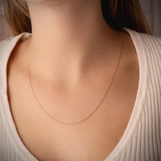 18K Cadena Oro Amarillo Bilbao Maciza Ancho: 1Mm Largo: 50Cm