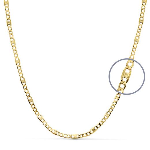 18K Cadena Oro Amarillo Cartier 3X1 Hueca. Ancho: 2,5 Mm. Largo: 60 Cm