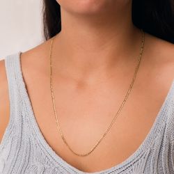 18K Cadena Oro Amarillo Cartier Hueca Eslabon Plano Ancho: 2.2Mm Largo: 60Cm