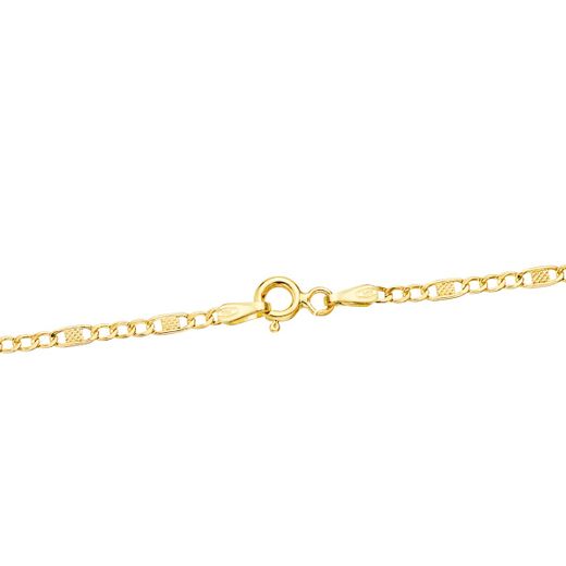 18K Cadena Oro Amarillo Combinada Hueca 3X1. Largo 45Cm Ancho 2 Mm