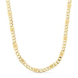 18K Cadena Oro Amarillo Eslabones Huecos 3X1. Largo 60Cm Ancho 5 Mm