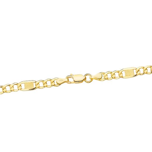18K Cadena Oro Amarillo Eslabones Huecos 3X1. Largo 60Cm Ancho 5 Mm