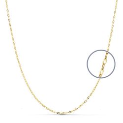 18K Cadena Oro Amarillo Eslabones Ovales Tallados. Ancho: 1Mm Largo: 40Cm