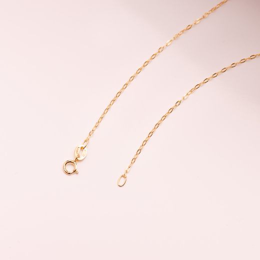 18K Cadena Oro Amarillo Eslabones Ovales Tallados. Ancho: 1Mm Largo: 50Cm