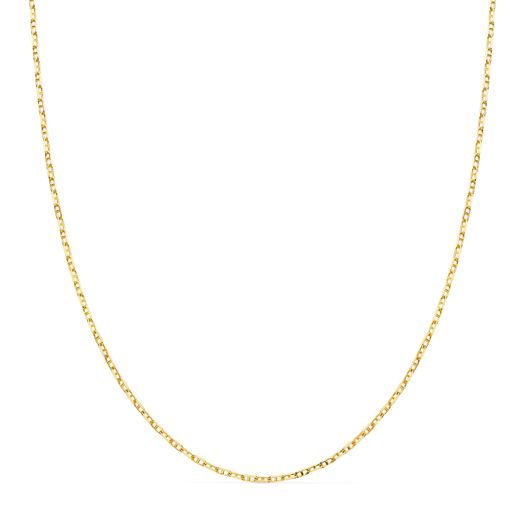 18K Cadena Oro Amarillo Forzada Ancla Maciza Bordes Tallados Ancho: 1,5 Mm. Largo: 60Cm