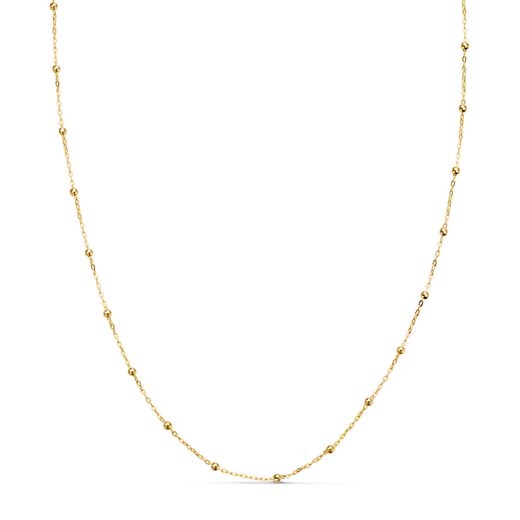 18K Cadena Oro Amarillo Forzada Con Bolas De 1,3 Mm. Ancho: 0,5 Mm Largo: 45Cm