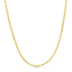 18K Cadena Oro Amarillo Forzada Hueca Eslabon Tallado Largo 45Cm Ancho 2 Mm