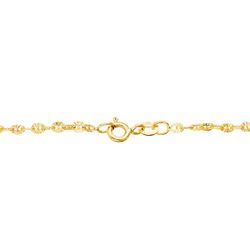 18K Cadena Oro Amarillo Forzada Hueca Eslabon Tallado Largo 45Cm Ancho 2 Mm