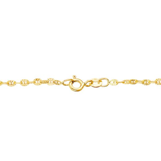 18K Cadena Oro Amarillo Forzada Hueca Eslabon Tallado Largo 45Cm Ancho 2 Mm