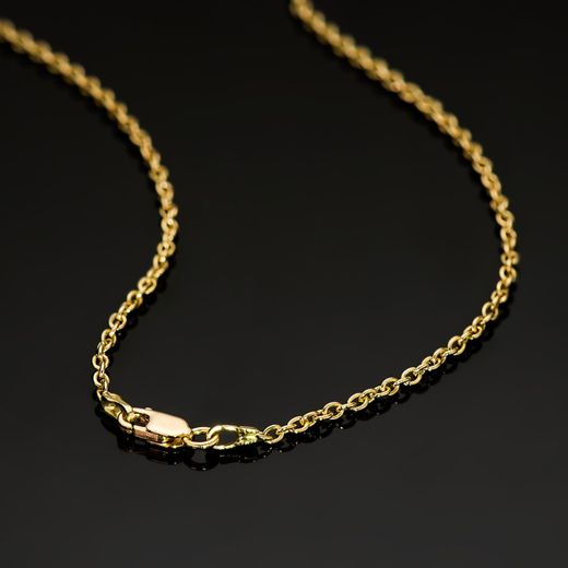 18K Cadena Oro Amarillo Forzada Maciza Ancho: 1.9Mm Largo: 60Cm