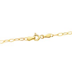 18K Cadena Oro Amarillo Forzada Tallada Hueca Largo 40Cm Ancho 2.5 Mm