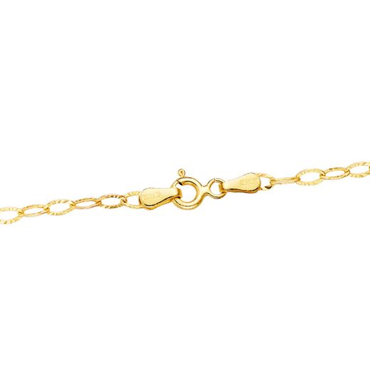 18K Cadena Oro Amarillo Forzada Tallada Hueca Largo 40Cm Ancho 2.5 Mm