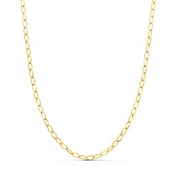 18K Cadena Oro Amarillo Forzada Tallada Hueca Largo 45Cm Ancho 2.5 Mm