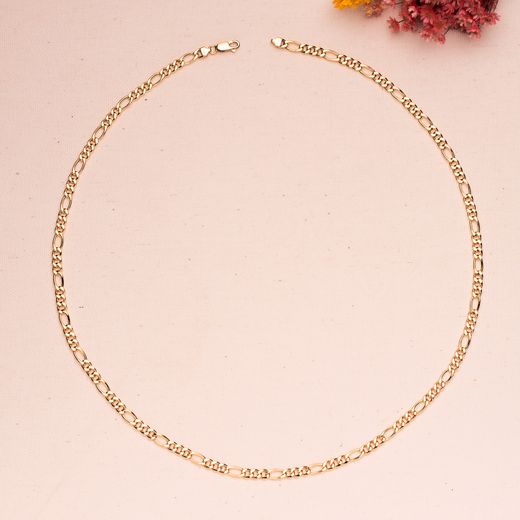 18K Cadena Oro Amarillo Hueca Eslabon Tipo Cartier Ancho 4.5 Mm Largo 60Cm