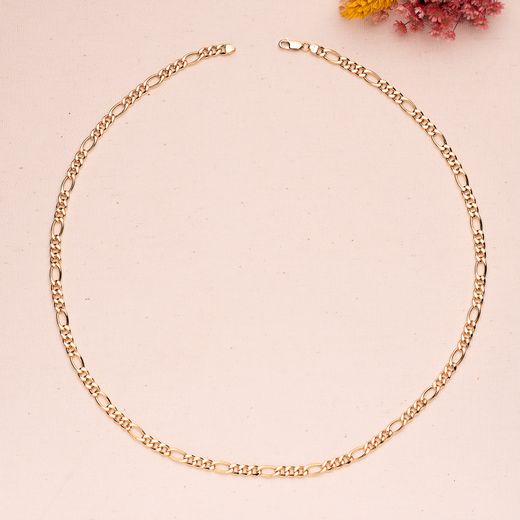 18K Cadena Oro Amarillo Hueca Eslabon Tipo Cartier Ancho 5.5 Mm Largo 60Cm