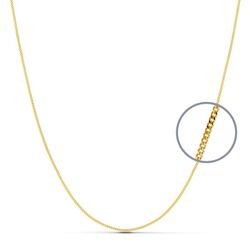 18K Cadena Oro Amarillo Maciza Barbada 40Cm 1 Mm