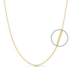 18K Cadena Oro Amarillo Maciza Barbada 45Cm 0.8 Mm