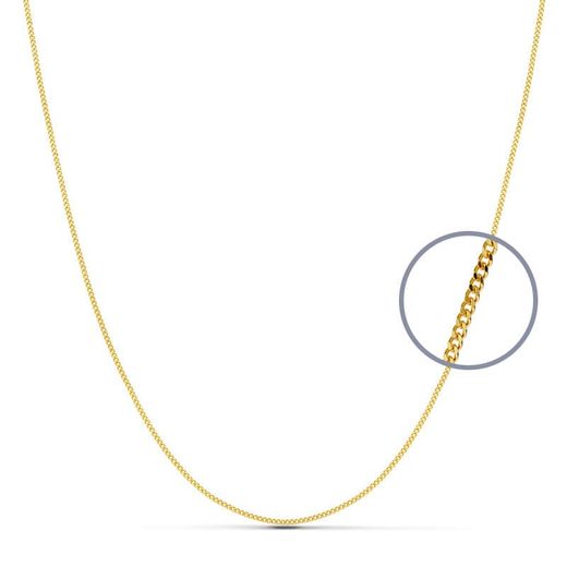 18K Cadena Oro Amarillo Maciza Barbada 45Cm 1 Mm